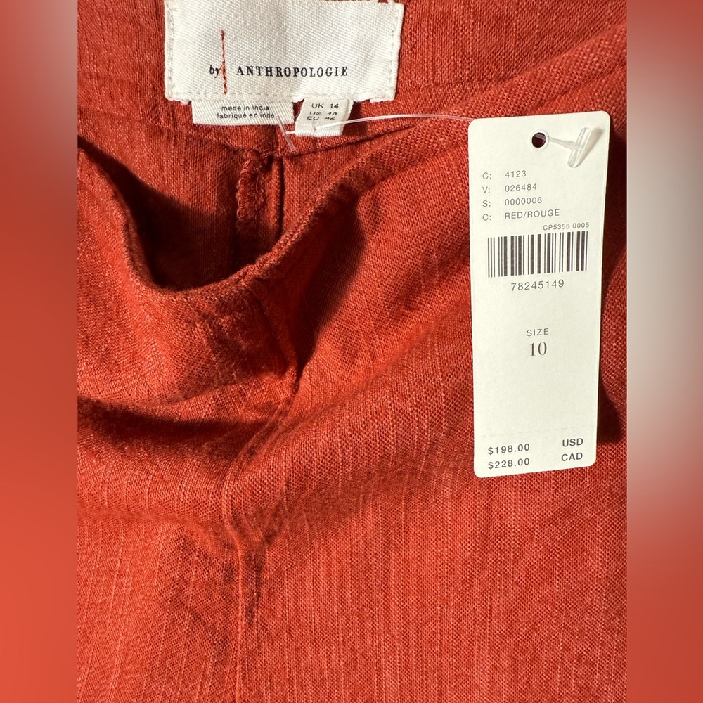 Anthropologie Embroidered Pants Womens Sz 10 Wide Leg Crop High Rise Casual NWT - Picture 7 of 10